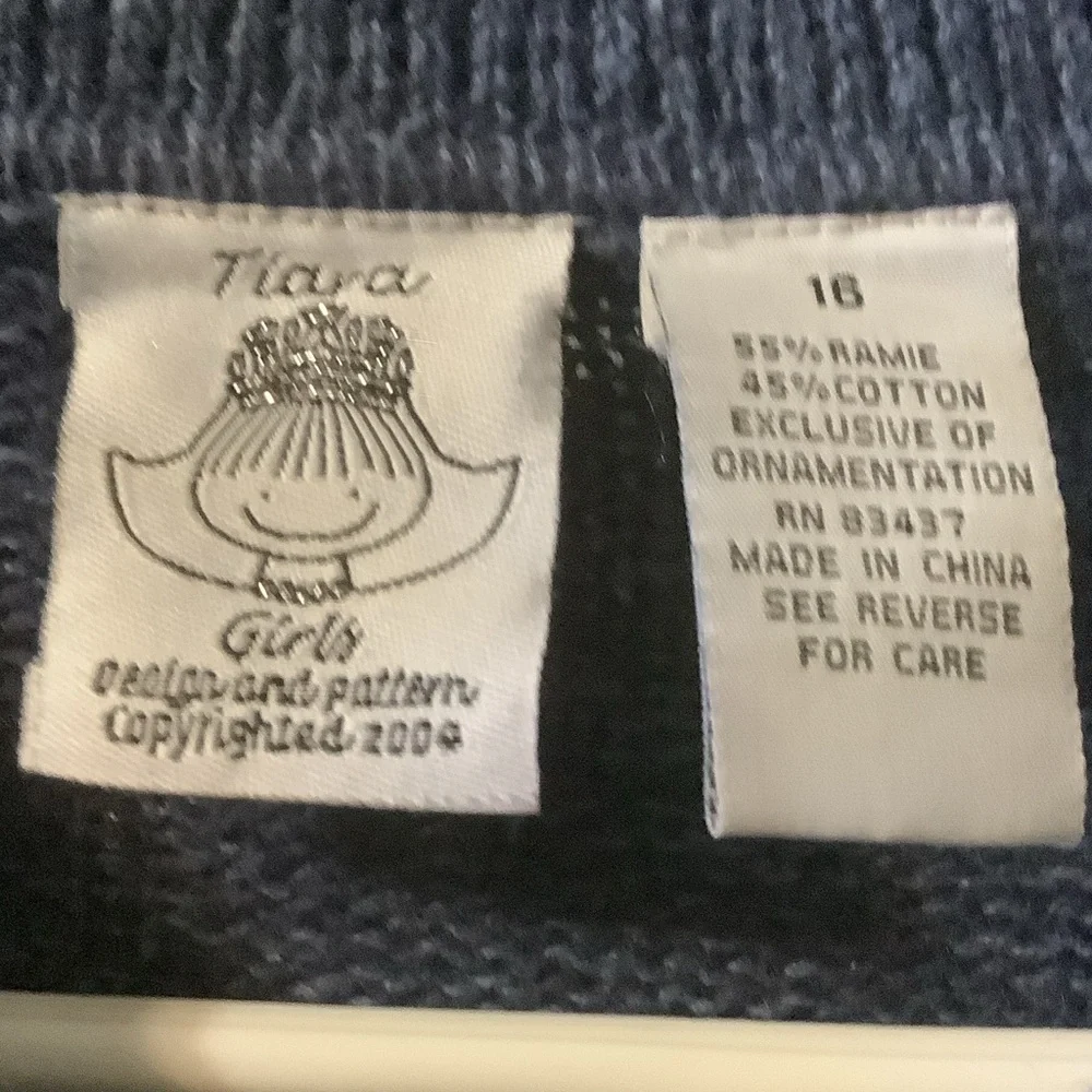 Tiara Navy Knit girls full zip Christmas Sweater,‎ size 16